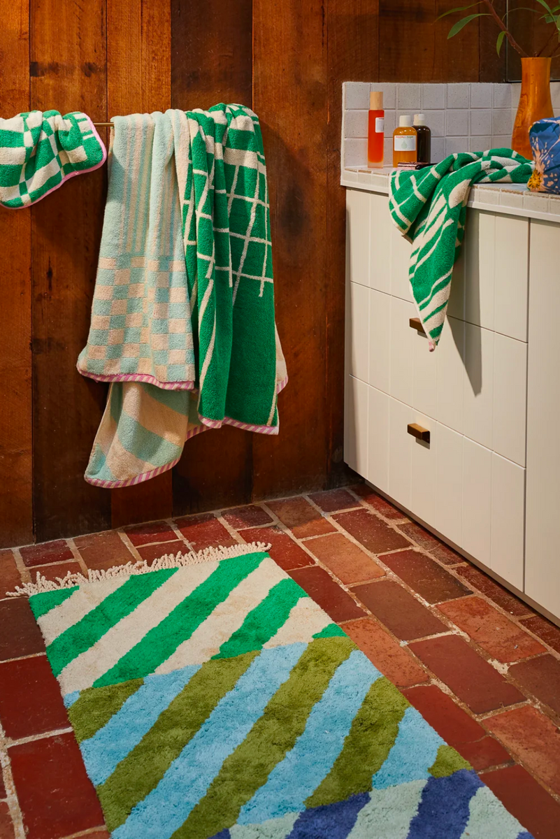 Sage and Clare Bath Mat Keddie Stripe Bath Runner Vivid in Bellingen