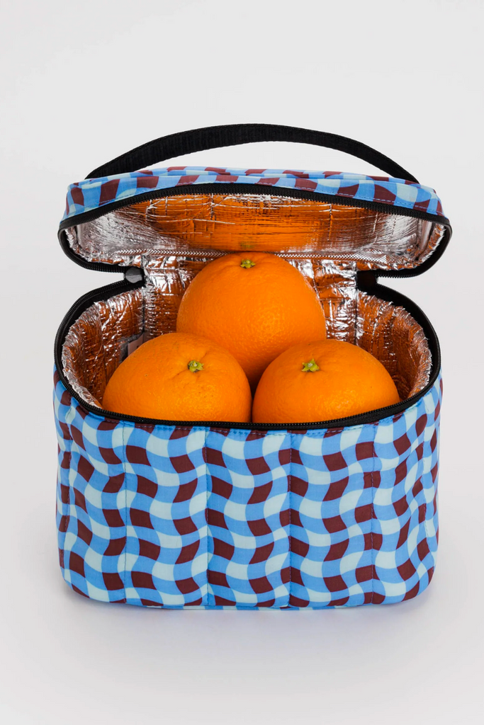 Baggu Puffy Lunch Bag Wavy Gingham Blue Vivid in Bellingen