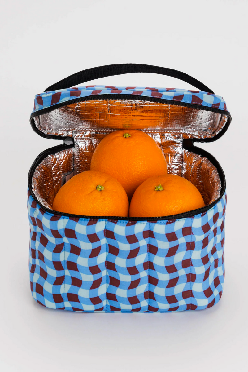 Baggu Puffy Lunch Bag Wavy Gingham Blue Vivid in Bellingen